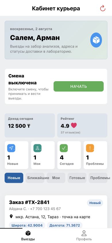 Кабинет курьера перед началом смены
